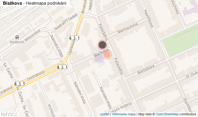 Mapa Blažkova - Firmy v ulici.