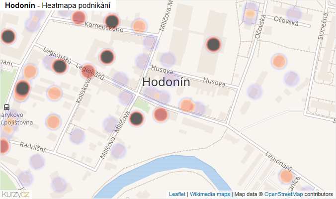 Mapa Hodonín - Firmy v části obce.