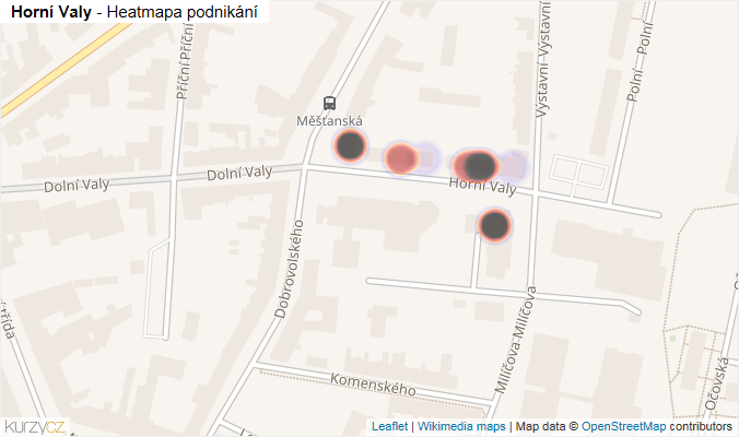 Mapa Horní Valy - Firmy v ulici.