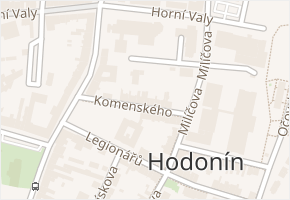 Komenského v obci Hodonín - mapa ulice