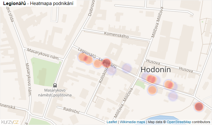 Mapa Legionářů - Firmy v ulici.