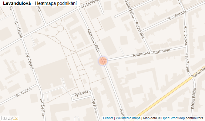 Mapa Levandulová - Firmy v ulici.