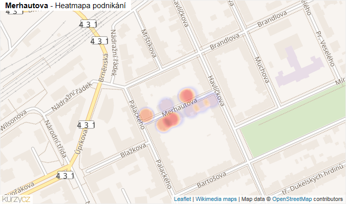 Mapa Merhautova - Firmy v ulici.