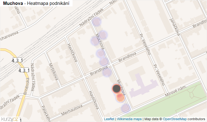 Mapa Muchova - Firmy v ulici.