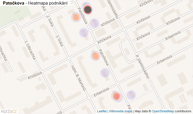 Mapa Patočkova - Firmy v ulici.