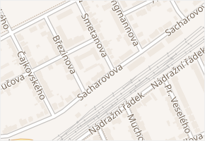 Sacharovova v obci Hodonín - mapa ulice