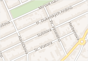 Sušilova v obci Hodonín - mapa ulice