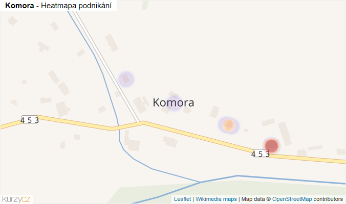 Mapa Komora - Firmy v části obce.