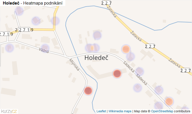 Mapa Holedeč - Firmy v části obce.