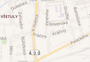 Hanácká v obci Holešov - mapa ulice