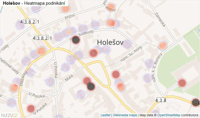 Mapa Holešov - Firmy v části obce.