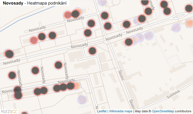 Mapa Novosady - Firmy v ulici.