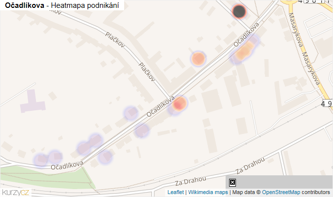 Mapa Očadlíkova - Firmy v ulici.