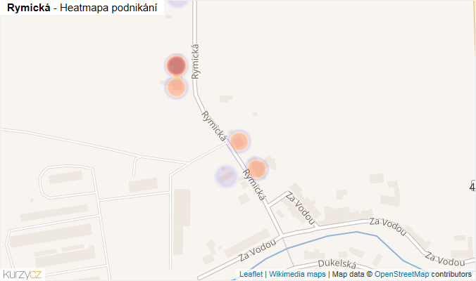 Mapa Rymická - Firmy v ulici.