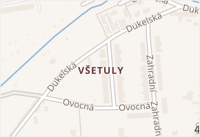 Všetuly v obci Holešov - mapa části obce