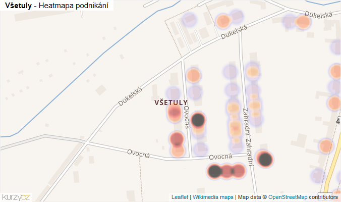 Mapa Všetuly - Firmy v části obce.