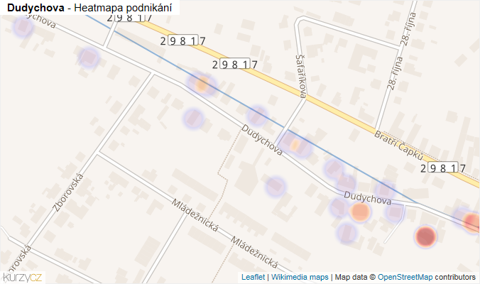 Mapa Dudychova - Firmy v ulici.