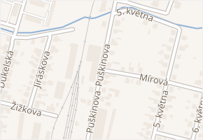 Puškinova v obci Holice - mapa ulice