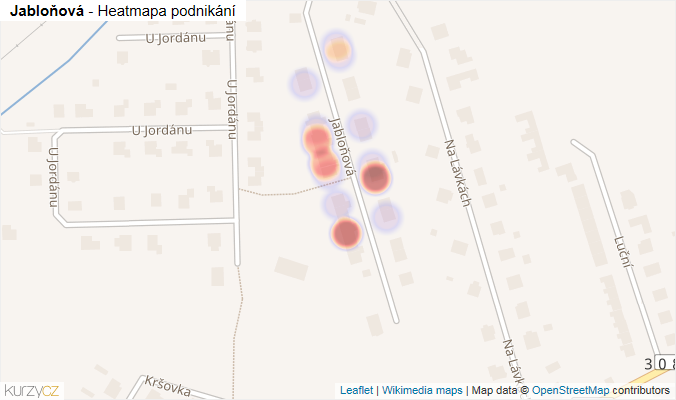 Mapa Jabloňová - Firmy v ulici.