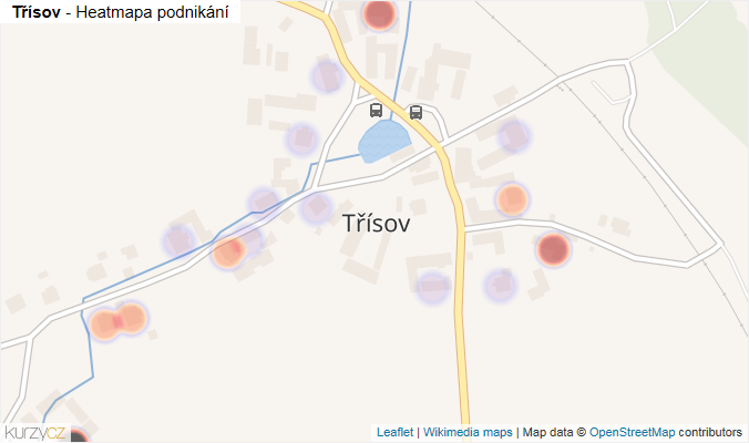 Mapa Třísov - Firmy v části obce.