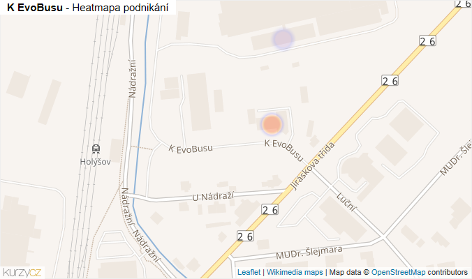 Mapa K EvoBusu - Firmy v ulici.