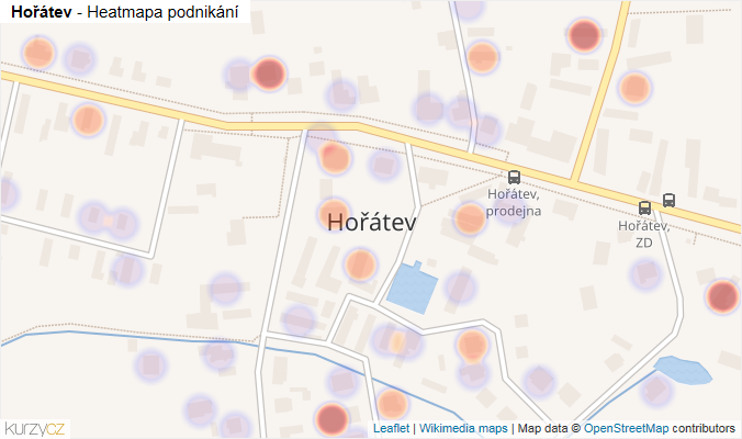 Mapa Hořátev - Firmy v části obce.