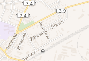 Bezručova v obci Horažďovice - mapa ulice