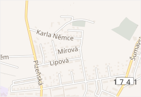 Mírová v obci Horažďovice - mapa ulice