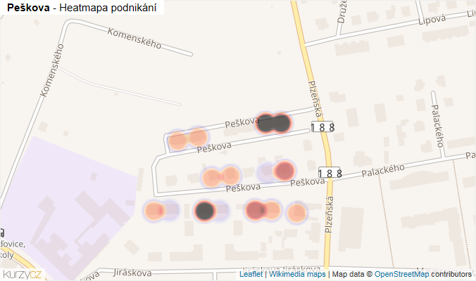 Mapa Peškova - Firmy v ulici.