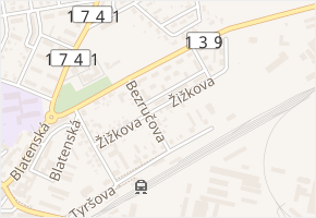 Žižkova v obci Horažďovice - mapa ulice