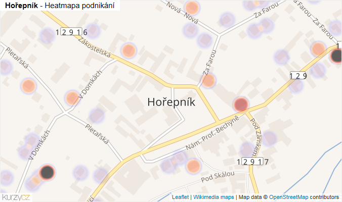 Mapa Hořepník - Firmy v části obce.