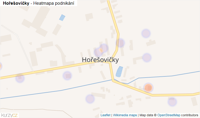Mapa Hořešovičky - Firmy v části obce.
