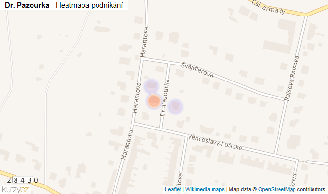 Mapa Dr. Pazourka - Firmy v ulici.