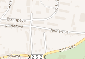 Janderova v obci Hořice - mapa ulice