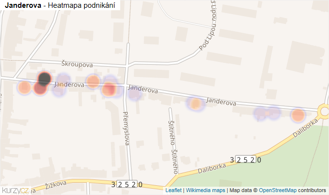 Mapa Janderova - Firmy v ulici.