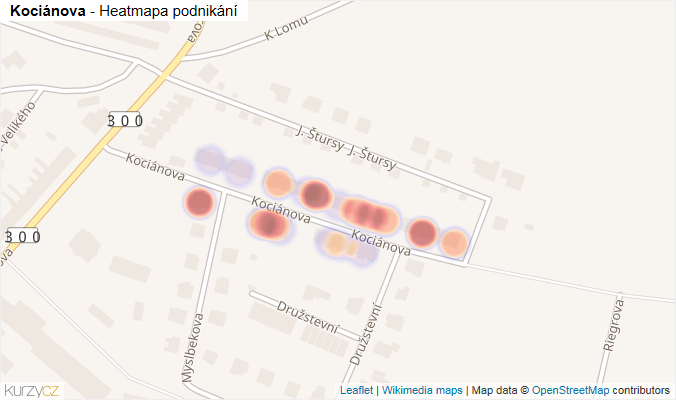 Mapa Kociánova - Firmy v ulici.