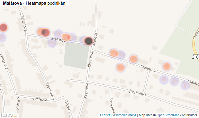 Mapa Malátova - Firmy v ulici.