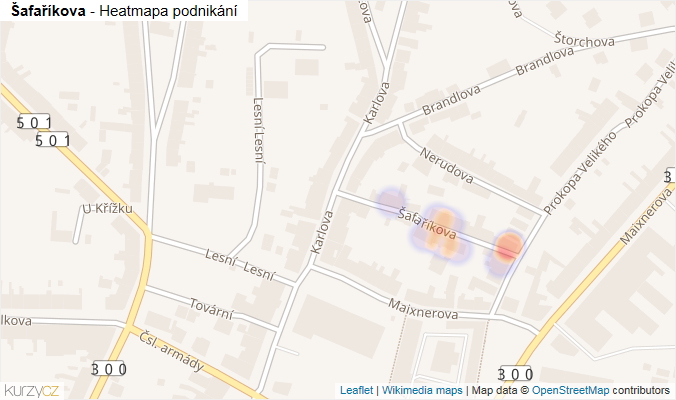Mapa Šafaříkova - Firmy v ulici.