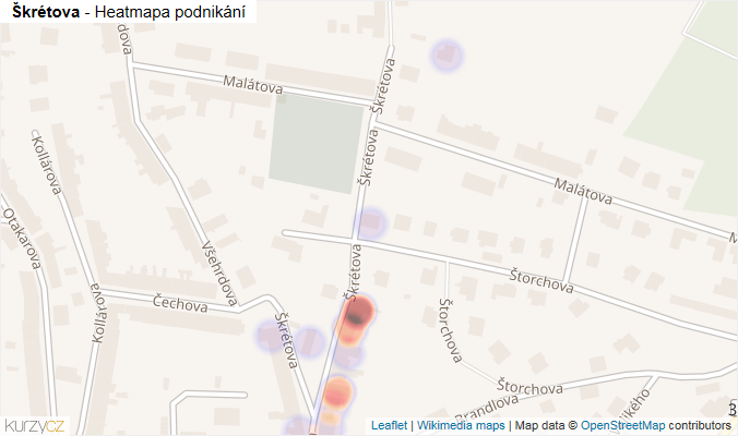 Mapa Škrétova - Firmy v ulici.