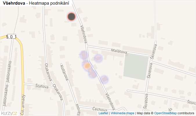 Mapa Všehrdova - Firmy v ulici.