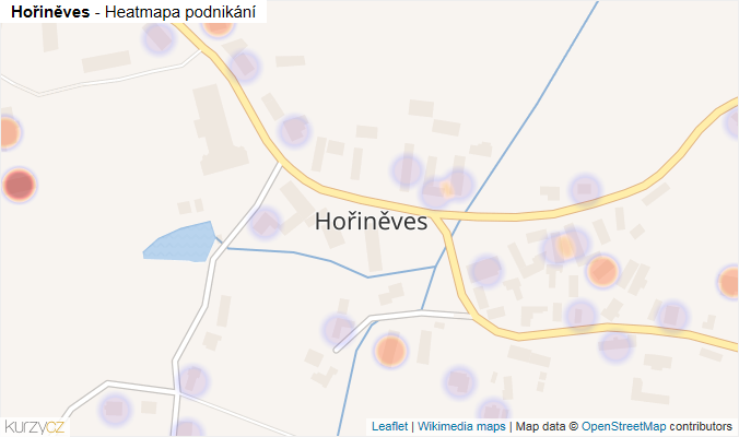 Mapa Hořiněves - Firmy v části obce.