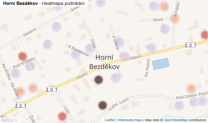 Mapa Horní Bezděkov - Firmy v části obce.