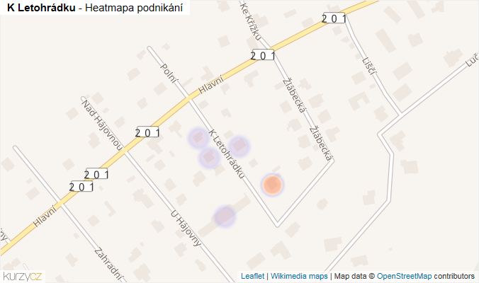 Mapa K Letohrádku - Firmy v ulici.