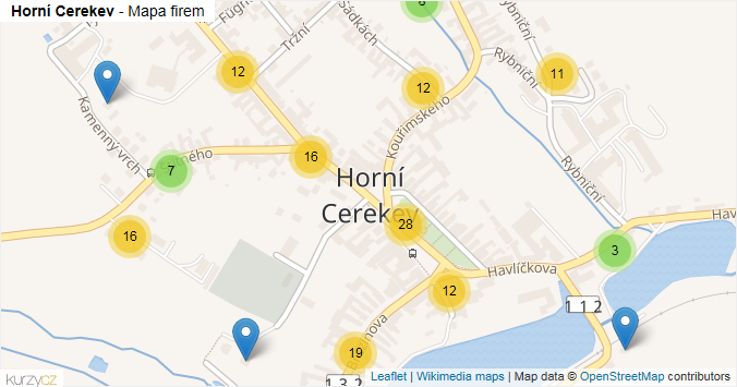 Mapa Horní Cerekev - Firmy v obci.