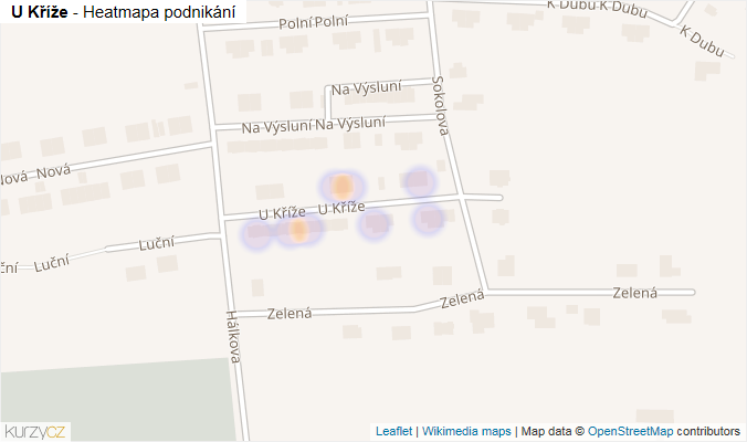 Mapa U Kříže - Firmy v ulici.