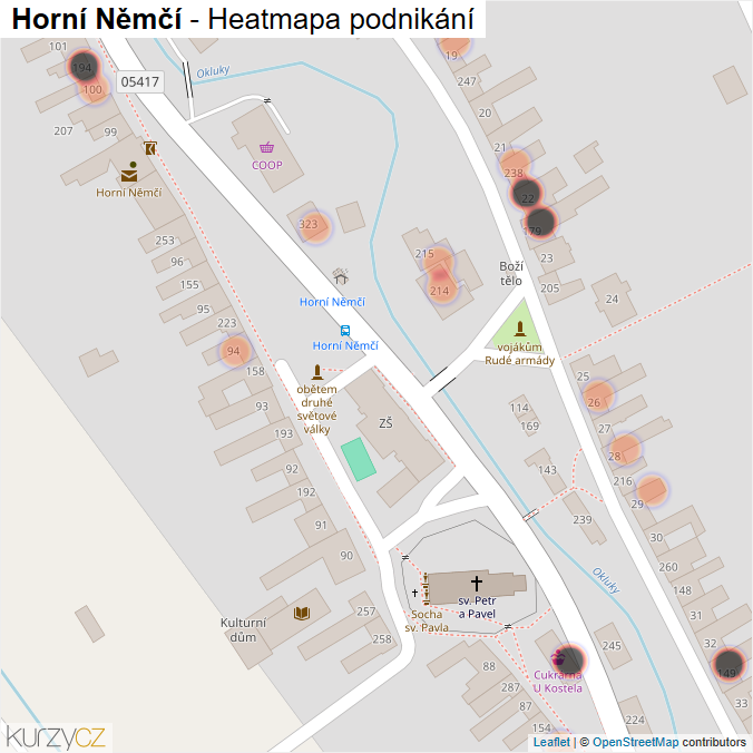 Mapa Horní Němčí - Firmy v obci.