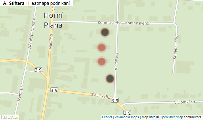 Mapa A. Stiftera - Firmy v ulici.