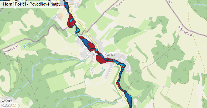 Horní Poříčí - záplavové mapy stoleté vody