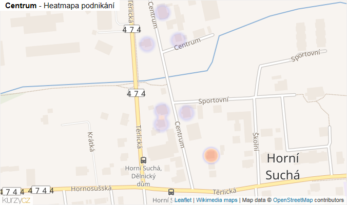 Mapa Centrum - Firmy v ulici.