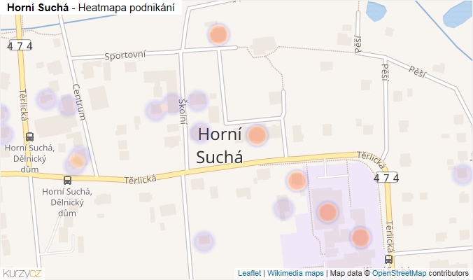 Mapa Horní Suchá - Firmy v části obce.